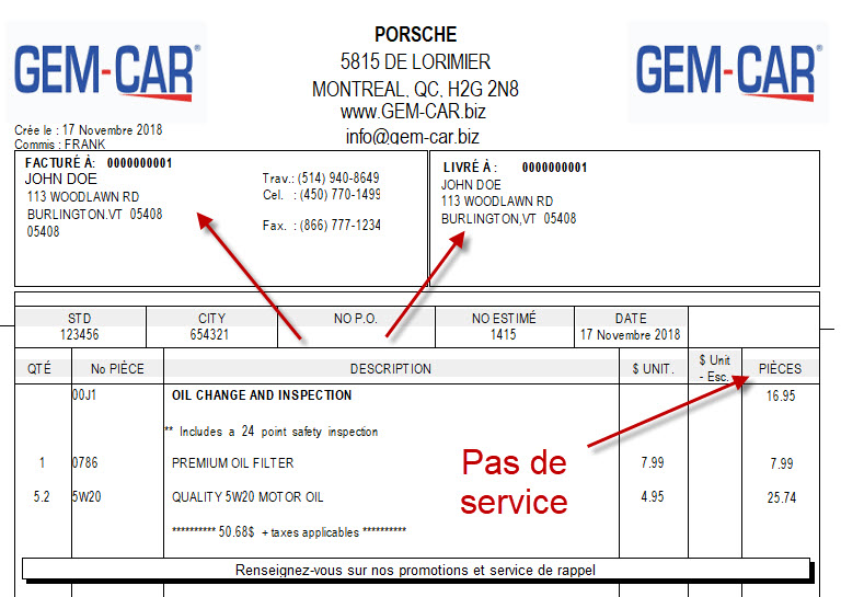 Modèle de facture distribution/détail/essence/véhiculeFAQ